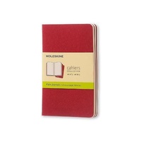 Moleskine Cahier Journal, Set of 3, Pocket, PLAIN, Red