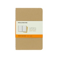 Moleskine Cahier Journal, Set of 3, Pocket, Ruled, Kraft, Soft Cover