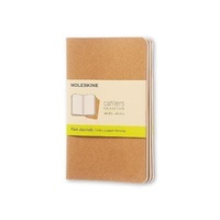 Moleskine Cahier Journal, Set of 3, Pocket, PLAIN, Kraft