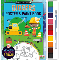 Little Artists: Poster & Paint Books - Diggers