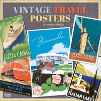 2026 Calendar Vintage Travel Posters 16-Month Square Wall, BrownTrout BT06143