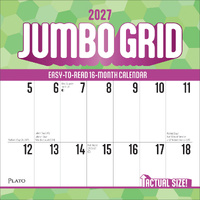 2027 16-Month Calendar Jumbo Grid Large Print Square Wall, Browntrout BT13714
