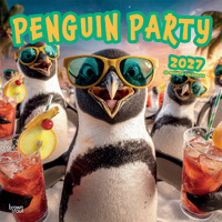 2027 16-Month Calendar Penguin Party Square Wall, Browntrout BT14728