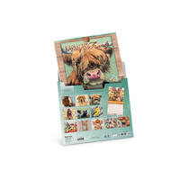 2027 16-Month Calendar Brush Dance Barnyard Friends Deluxe Wall Foil Cover Linen Envelope, BT15947