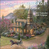 2027 Calendar Thomas Kinkade Gardens of Grace with Scripture Square Wall, Andrews McMeel AM09337