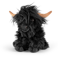 Living Nature Plush 23cm Black Highland Cow with Sound, William Valentine KC-AN648
