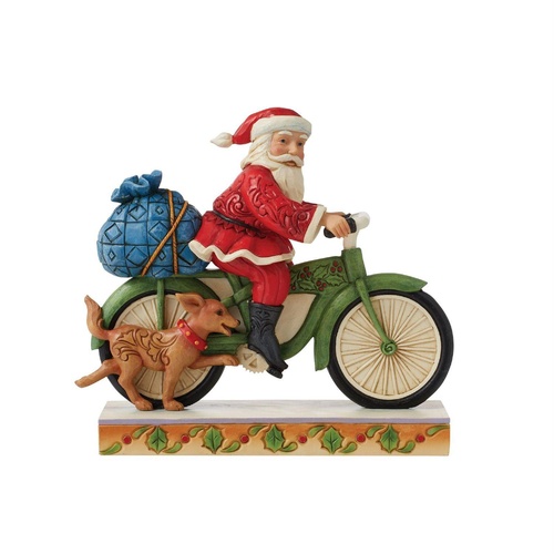 Heartwood Creek Figurine 18cm Santa Riding Bike, Whitehill 6010818