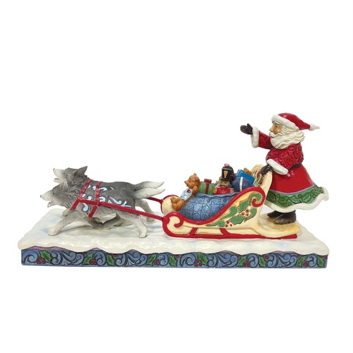 Heartwood Creek Figurine 11.5cm Santa Dog Sledding, Whitehill 6010826