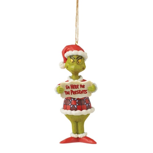 Grinch by Jim Shore Hanging Ornament 12.5cm Grinch I'm Here, Whitehill 6010788