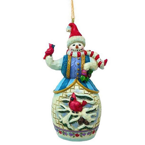 Heartwood Creek Hanging Ornament 11.5cm Snowman With Cardinal, Whitehill 6011673