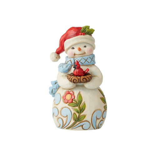 Heartwood Creek Figurine 8cm Snowman with Cardinal, 6006659