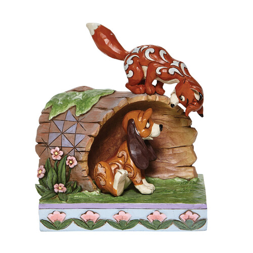 Disney Traditions Figurine Fox and Hound on Log by Jim Shore 14.6cm 6008077