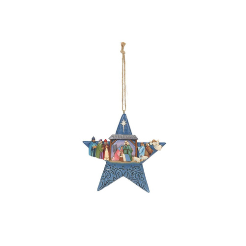 Heartwood Creek Hanging Ornament 8cm Star Wth Nativity Scene, 6009696