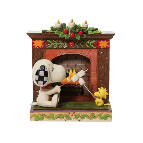 Peanuts by Jim Shore Figurine 11cm Snoopy & Woodstock At Fireplace, 6010325