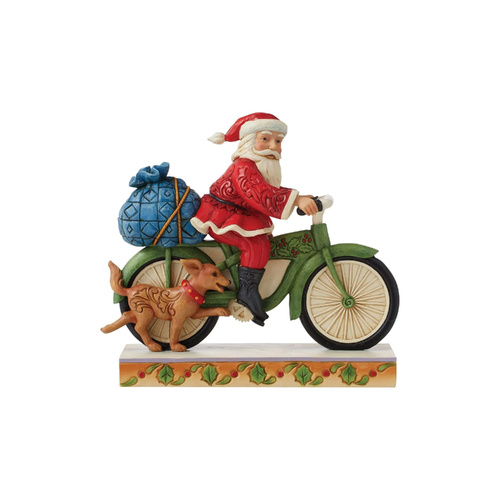 Heartwood Creek Figurine 19cm Santa Riding Bike, 6010818