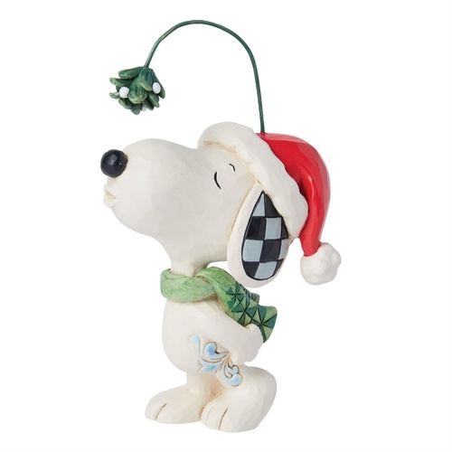Peanuts by Jim Shore Figurine 12cm Snoopy Christmas Hat With Mistletoe, Whitehill 6015036