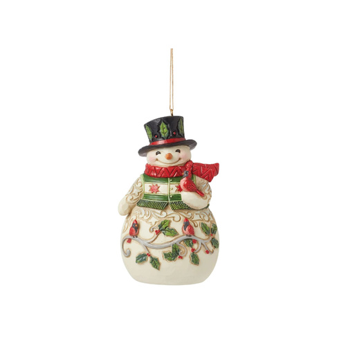 Heartwood Creek Hanging Ornament 10cm Snowman with Cardinal, 6015542