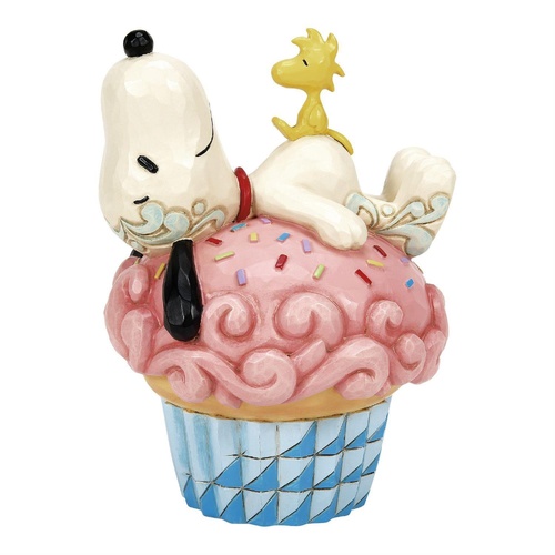 Peanuts by Jim Shore Figurine 14cm Snoopy Laying on Cupcake, Whitehill 6016266