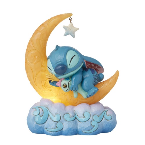 Disney Traditions Figurine 19cm Light-Up Stitch & Scrump On Moon, Whitehill 6016334