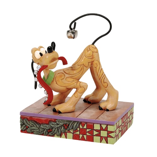 Disney Traditions Figurine 12cm Pluto with Christmas Bell on Tail, Christmas Decoration 6016885