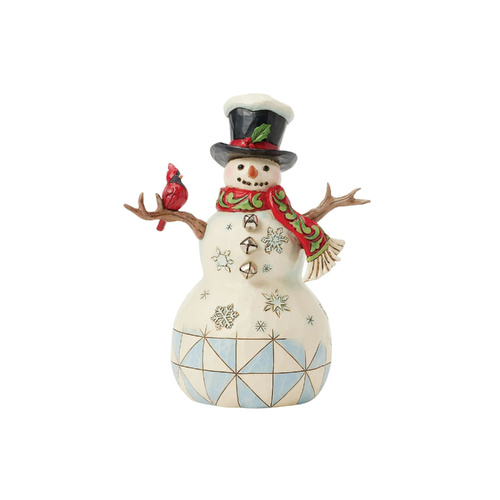 Heartwood Creek Figurine 11cm Snowman with Cardinal, 6017055
