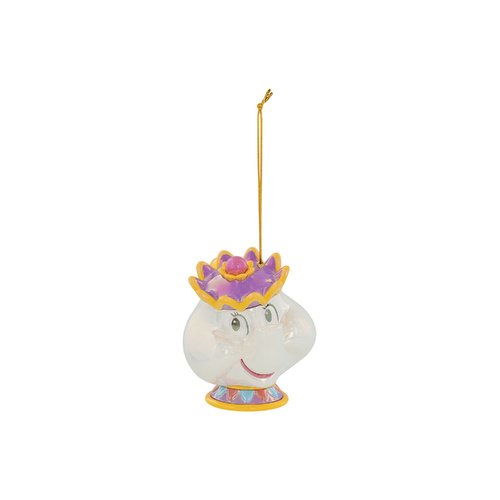 Disney Hanging Ornament 9cm Mrs Potts Electroplated, Beauty & the Beast 6019118