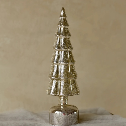 Christmas Tree 10x36cm Rotating Glass Tree with Mercury LED Light, GB57-1