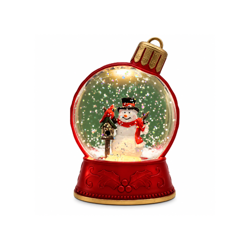 Christmas Light-Up Figurine 8x13cm Snowing Ornament with Snowman LED Light, MJ04-1