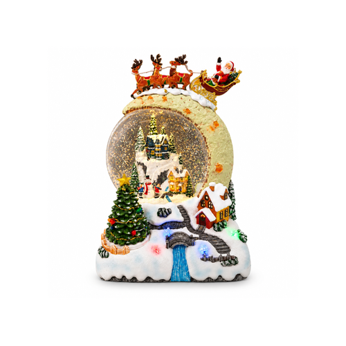 Christmas Light-Up Figurine 19x27cm Snowing Moonlight Santa Village LED Type-C, JT74-1