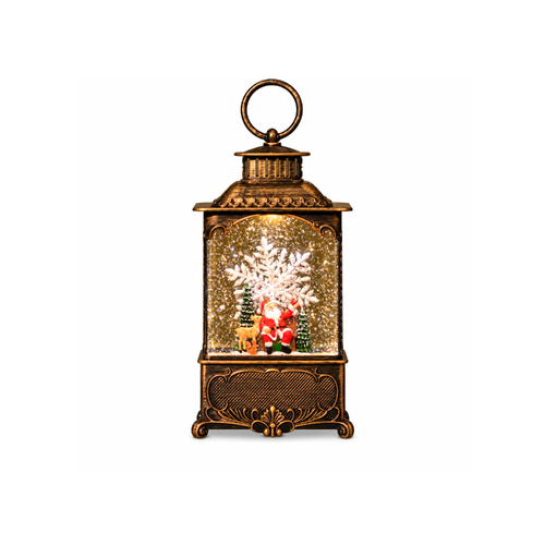 Christmas French Lantern 11x26cm Snowing Santa & Rotating Snowflake LED Light, JT36-1