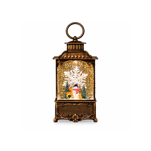 Christmas French Lantern 11x26cm Snowing Snowman & Rotating Snowflake LED Light, JT36-2