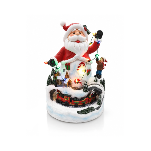 Christmas Light-Up Figurine 18x27cm Animated Santa with Rotating Train LED Type-C, RS10-1