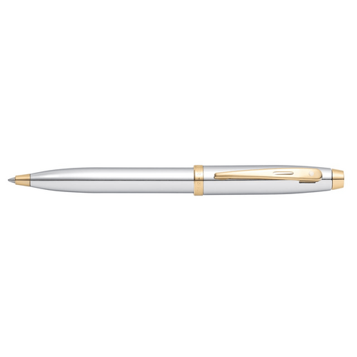 Sheaffer 100 Ballpoint Pen Medium Chrome with Gold Trim Plate, 117869