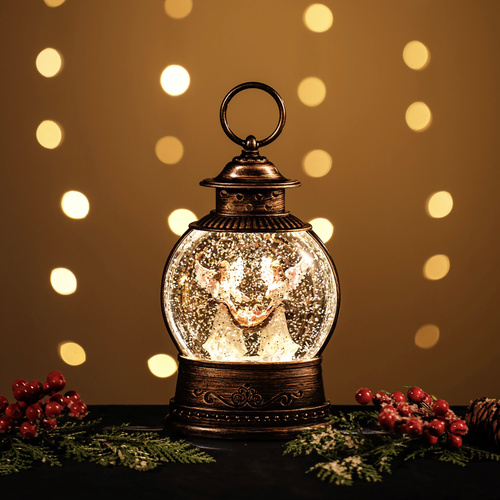 Christmas Decor 21cm Snowing Globe Lantern with Angel, Xmas & Co. JT05-3