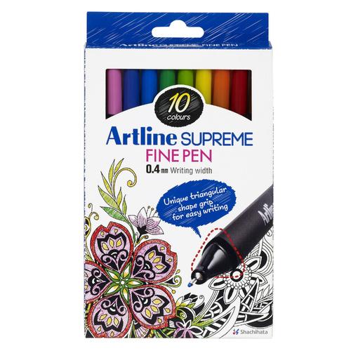 Artline Supreme Fineliner 0.4mm 10-Piece Assorted 102110