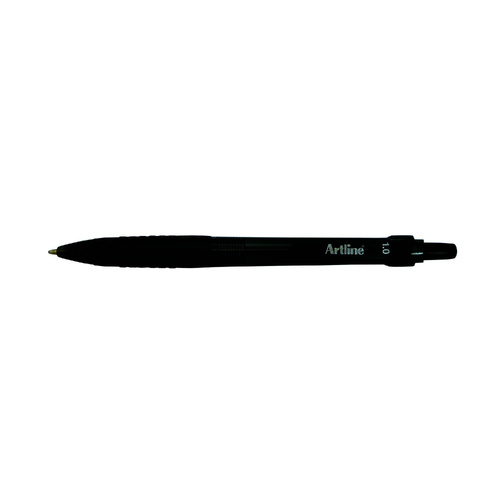 Artline Ikonic 8410 Ballpoint Pen Medium Black Retractable Grip Box of 50, ACCO 184051