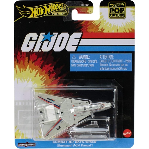 Hot Wheels Premium Pop Culture Diecast Jet 1:64 Scale - G.I.Joe Combat Jet Skystriker, JBL77
