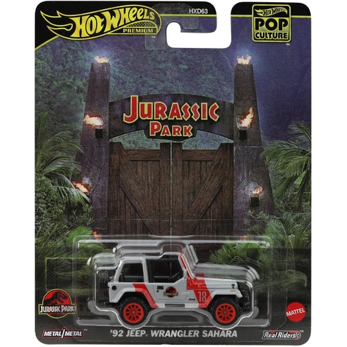Hot Wheels Premium Pop Culture Diecast Car 1:64 Scale - Jurassic Park 92 Jeep Wrangler Sahara, JBL59