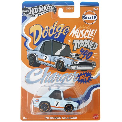 Hot Wheels Silver Series Tooned Gulf Diecast Car 1:64 - '70 Dodge Charger