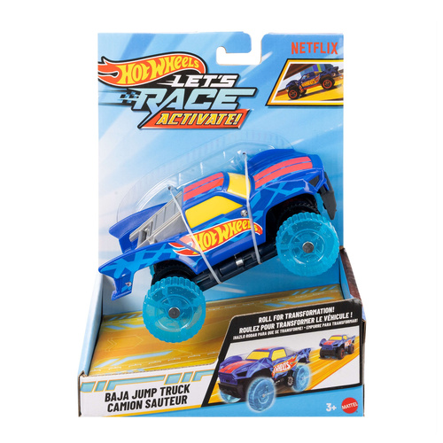 Hot Wheels Netflix Let's Race Activate! Diecast Car 1:32 Scale - Baja Jump Truck Camion Sauteur, JJX23