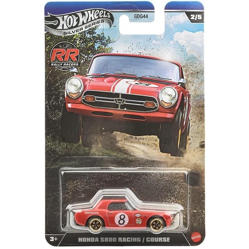 Hot Wheels Silver Series Rally Racers Diecast Car 1:64 Scale - Honda S800 Racing, JKX62