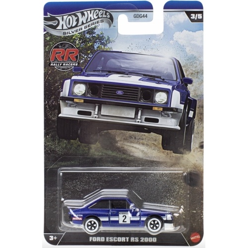 Hot Wheels Silver Series Rally Racers Diecast Car 1:64 Scale - Ford Escort RS 2000, JKX63
