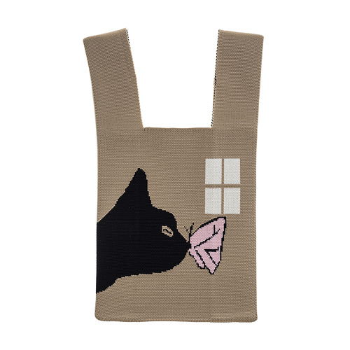Elegant Cat Knit Bag - Versatile Style with a Fun Touch B6230