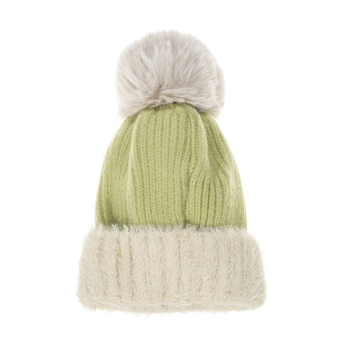 Warm Green Knit Beanie with Pom Poms for Kids - One Size that's Durable and Snug HATMK051