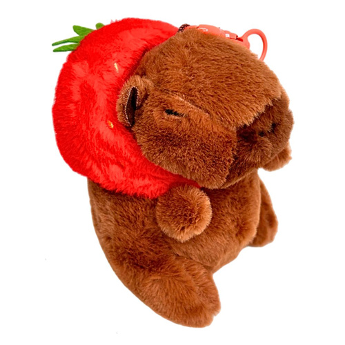 Capybara Plush Keychain 12cm Capybara with Strawberry Bag Charm, TO-CAPYKEYRING