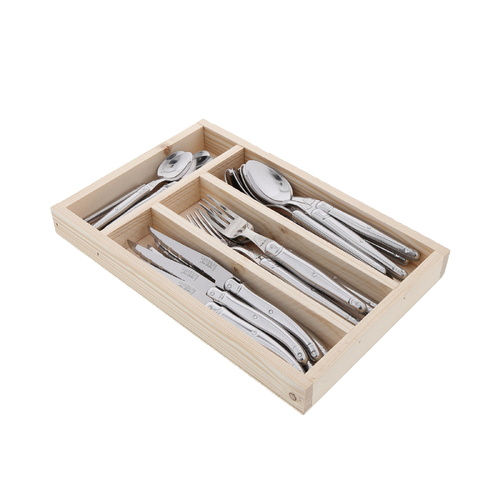 Jean Dubost Laguiole Simplicite Cutlery Set 24-Piece Stainless Steel, Whitehill SS71310