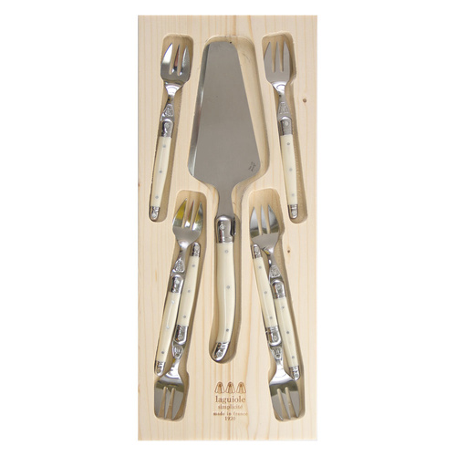 Jean Dubost Laguiole Simplicite Cake Set 7-Piece Ivory Serving Gift Set, SI97739