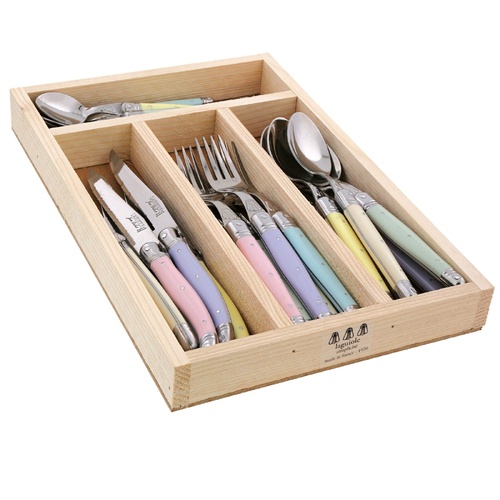 Jean Dubost Laguiole Simplicite Cutlery Set 24-Piece Pastel Stainless Steel, SP71310
