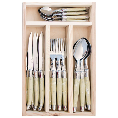 Jean Dubost Deluxe Light Horn Cutlery Set 24-Piece Stainless Steel, Whitehill 95120