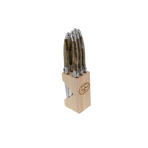 Jean Dubost Maison Steak Knife Set 6-Piece Dark Horn, MAD66131